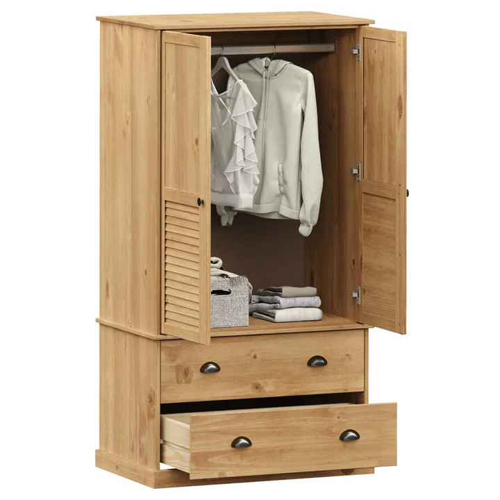 VIGO Solid Pine Wood Wardrobe 90x55x176 cm - Spacious Storage Closet with Drawers & Metal Handles - Premium  from Home Treasures - Just £395.99! Shop now at Home Treasures