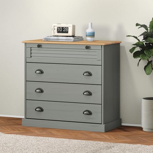 VIGO Solid Wood Pine Chest of Drawers in Grey 80x40x76 cm - Stylish Storage for Your Home - Premium  from Home Treasures - Just £168.99! Shop now at Home Treasures