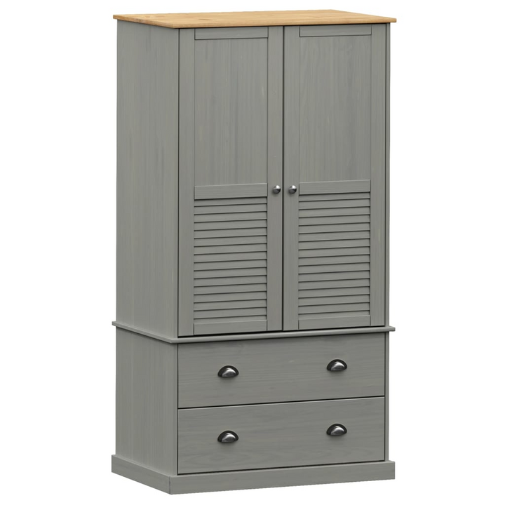 VIGO Solid Pine Wood Wardrobe in Grey - 90x55x176 cm | Ample Storage & Stylish Design - Premium  from Home Treasures - Just £398.99! Shop now at Home Treasures