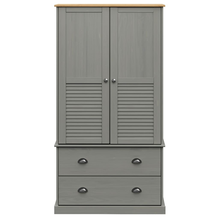 VIGO Solid Pine Wood Wardrobe in Grey - 90x55x176 cm | Ample Storage & Stylish Design - Premium  from Home Treasures - Just £398.99! Shop now at Home Treasures