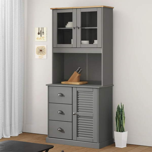 VIGO Highboard Top in Grey – Solid Pine Wood, 78x30x100 cm – Stylish & Durable Storage Solution - Premium  from Home Treasures - Just £140.99! Shop now at Home Treasures