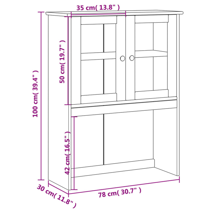 VIGO Dresser Top in White - 78x30x100 cm - Elegant Solid Pine Wood with Glass Doors & Ample Storage - Premium  from Home Treasures - Just £160.99! Shop now at Home Treasures