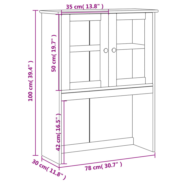 VIGO Solid Pine Wood Dresser Top with Glass Doors - Elegant Storage Solution, 78x30x100 cm - Premium  from Home Treasures - Just £182.99! Shop now at Home Treasures