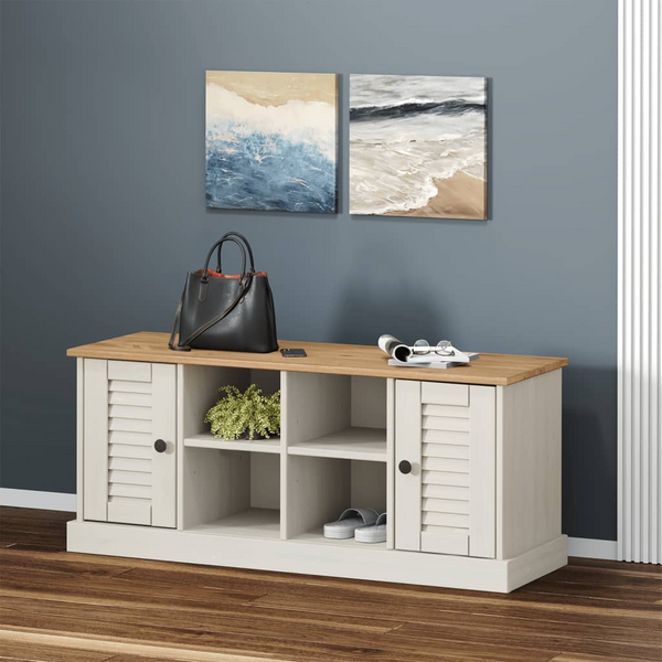 VIGO Shoe Bench in White - 106x35x45 cm, Solid Pine Wood, Modern Entryway Storage Solution - Premium  from Home Treasures - Just £118.99! Shop now at Home Treasures