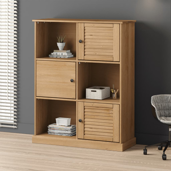 VIGO Solid Wood Pine Bookcase 90x35x114.5 cm - Rustic Charm with Ample Storage | Premium Quality, Durable Furniture - Premium  from Home Treasures - Just £227.99! Shop now at Home Treasures