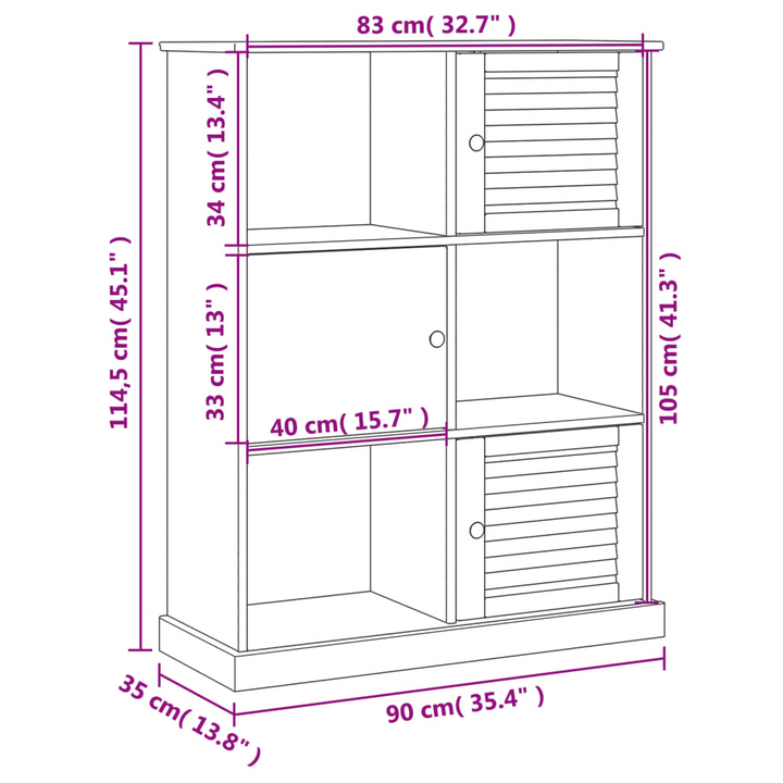 VIGO Solid Wood Pine Bookcase 90x35x114.5 cm - Rustic Charm with Ample Storage | Premium Quality, Durable Furniture - Premium  from Home Treasures - Just £227.99! Shop now at Home Treasures