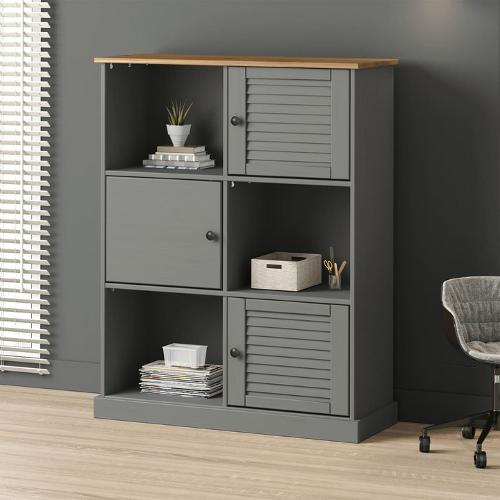 VIGO Bookcase in Grey 90x35x114.5 cm | Solid Pine Wood Storage with Rustic Charm - Durable & Stylish - Premium  from Home Treasures - Just £147.99! Shop now at Home Treasures