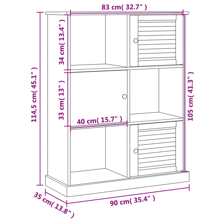 VIGO Bookcase in Grey 90x35x114.5 cm | Solid Pine Wood Storage with Rustic Charm - Durable & Stylish - Premium  from Home Treasures - Just £147.99! Shop now at Home Treasures