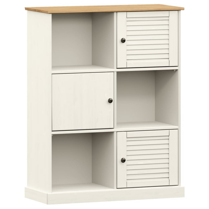 VIGO Solid Wood Pine Bookcase in White - 6 Compartments, Rustic Charm, 90x35x114.5 cm - Durable Storage Solution - Premium  from Home Treasures - Just £181.99! Shop now at Home Treasures