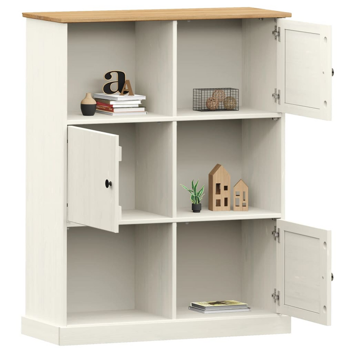 VIGO Solid Wood Pine Bookcase in White - 6 Compartments, Rustic Charm, 90x35x114.5 cm - Durable Storage Solution - Premium  from Home Treasures - Just £181.99! Shop now at Home Treasures