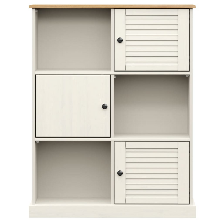 VIGO Solid Wood Pine Bookcase in White - 6 Compartments, Rustic Charm, 90x35x114.5 cm - Durable Storage Solution - Premium  from Home Treasures - Just £181.99! Shop now at Home Treasures