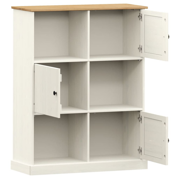 VIGO Solid Wood Pine Bookcase in White - 6 Compartments, Rustic Charm, 90x35x114.5 cm - Durable Storage Solution - Premium  from Home Treasures - Just £181.99! Shop now at Home Treasures