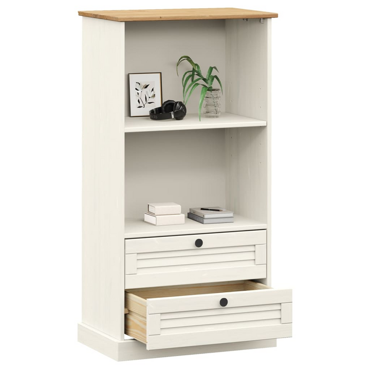 VIGO White Solid Pine Wood Bookcase - 60x35x114.5 cm | Rustic Charm, Ample Storage - Premium  from Home Treasures - Just £169.99! Shop now at Home Treasures