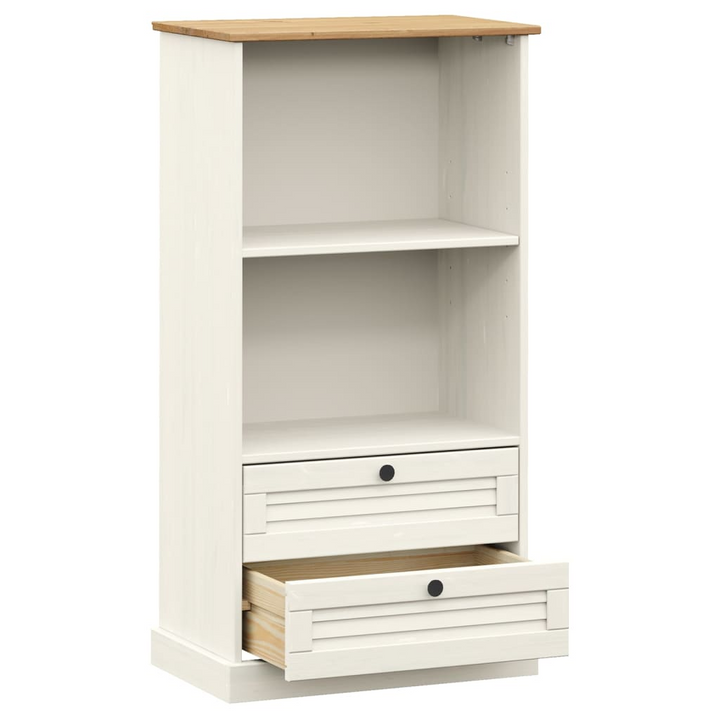 VIGO White Solid Pine Wood Bookcase - 60x35x114.5 cm | Rustic Charm, Ample Storage - Premium  from Home Treasures - Just £169.99! Shop now at Home Treasures