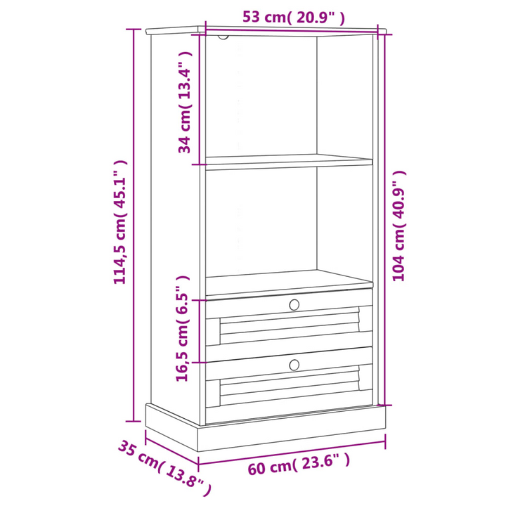 VIGO White Solid Pine Wood Bookcase - 60x35x114.5 cm | Rustic Charm, Ample Storage - Premium  from Home Treasures - Just £169.99! Shop now at Home Treasures