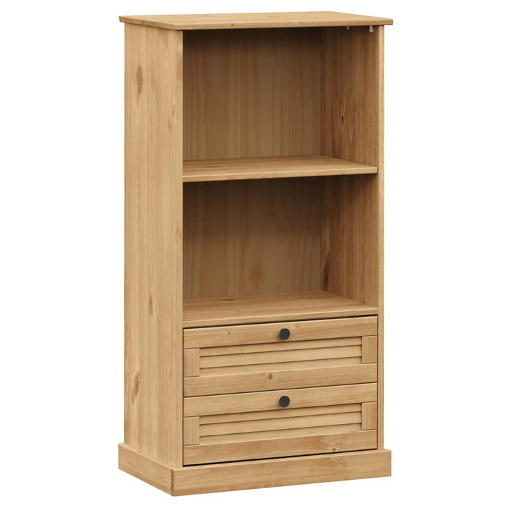 VIGO Solid Pine Wood Bookcase with Rustic Charm – 60x35x114.5 cm, 2 Shelves & 2 Drawers Storage Solution - Premium  from Home Treasures - Just £141.99! Shop now at Home Treasures