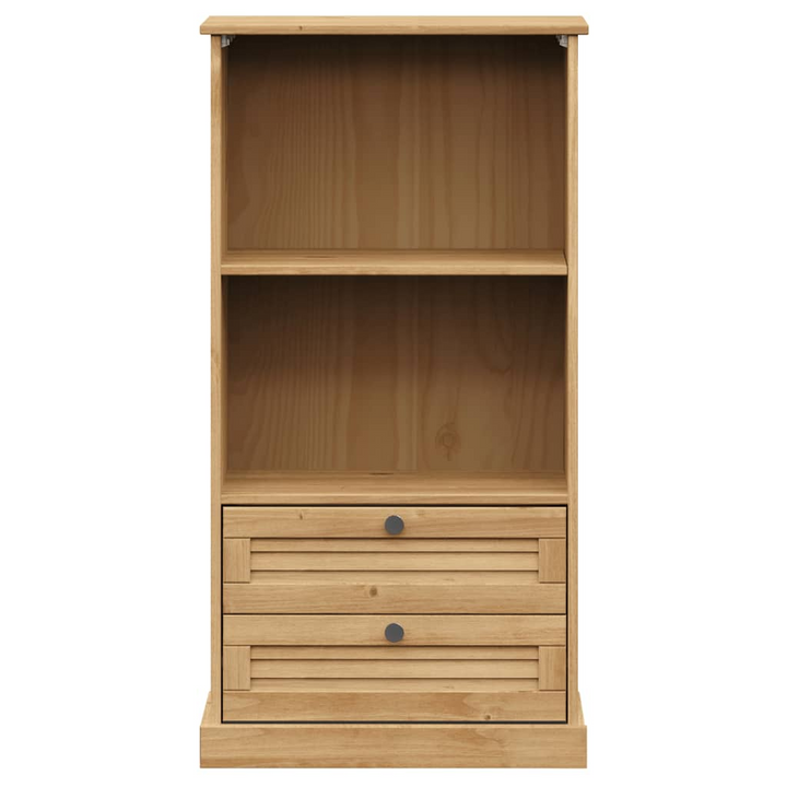 VIGO Solid Pine Wood Bookcase with Rustic Charm – 60x35x114.5 cm, 2 Shelves & 2 Drawers Storage Solution - Premium  from Home Treasures - Just £141.99! Shop now at Home Treasures