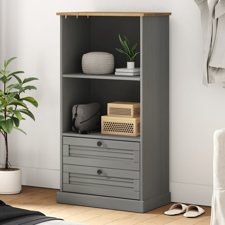 VIGO Bookcase in Grey - 60x35x114.5 cm Solid Pine Wood | Rustic Charm & Ample Storage - Premium  from Home Treasures - Just £106.99! Shop now at Home Treasures