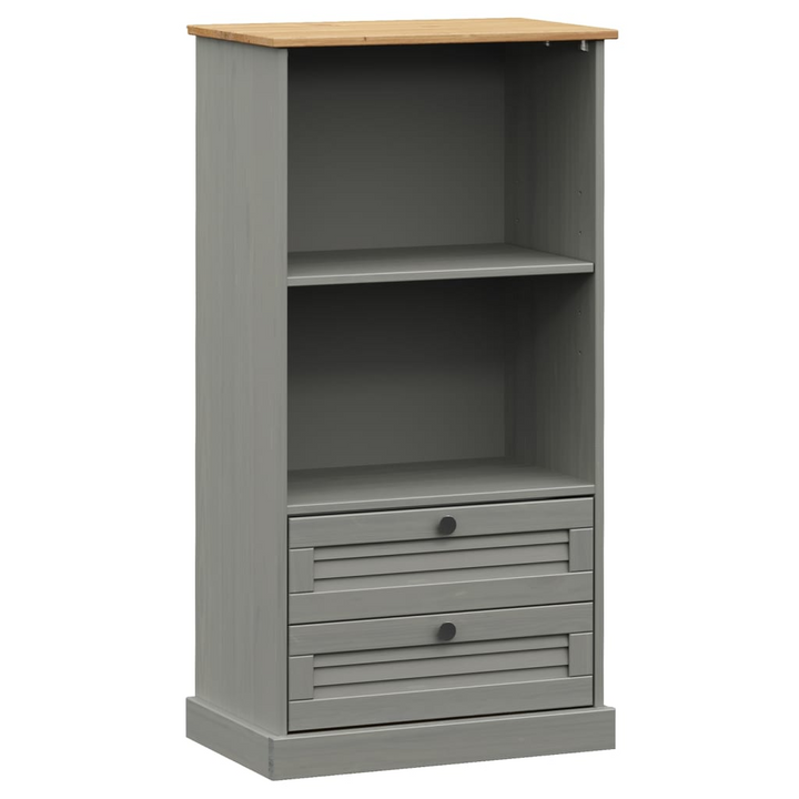 VIGO Bookcase in Grey - 60x35x114.5 cm Solid Pine Wood | Rustic Charm & Ample Storage - Premium  from Home Treasures - Just £106.99! Shop now at Home Treasures