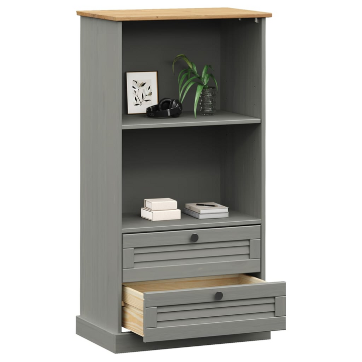 VIGO Bookcase in Grey - 60x35x114.5 cm Solid Pine Wood | Rustic Charm & Ample Storage - Premium  from Home Treasures - Just £106.99! Shop now at Home Treasures