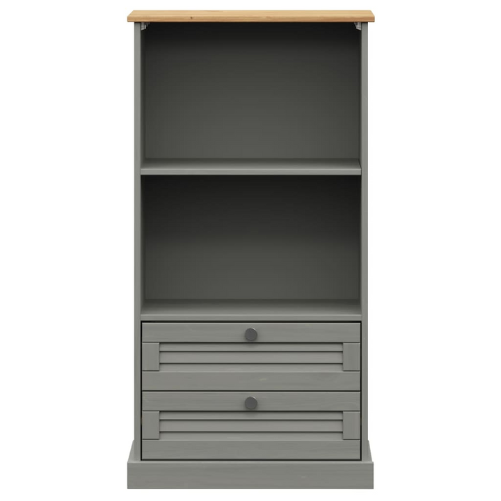 VIGO Bookcase in Grey - 60x35x114.5 cm Solid Pine Wood | Rustic Charm & Ample Storage - Premium  from Home Treasures - Just £106.99! Shop now at Home Treasures