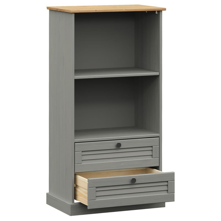 VIGO Bookcase in Grey - 60x35x114.5 cm Solid Pine Wood | Rustic Charm & Ample Storage - Premium  from Home Treasures - Just £106.99! Shop now at Home Treasures