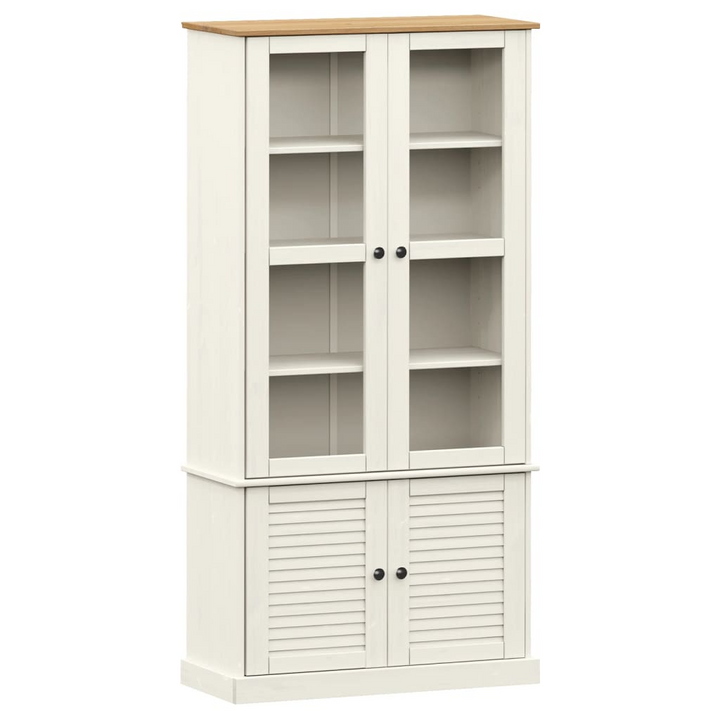 VIGO White Solid Pine Wood Glass Display Cabinet – Elegant Storage Solution 85x35x170 cm - Premium  from Home Treasures - Just £353.99! Shop now at Home Treasures