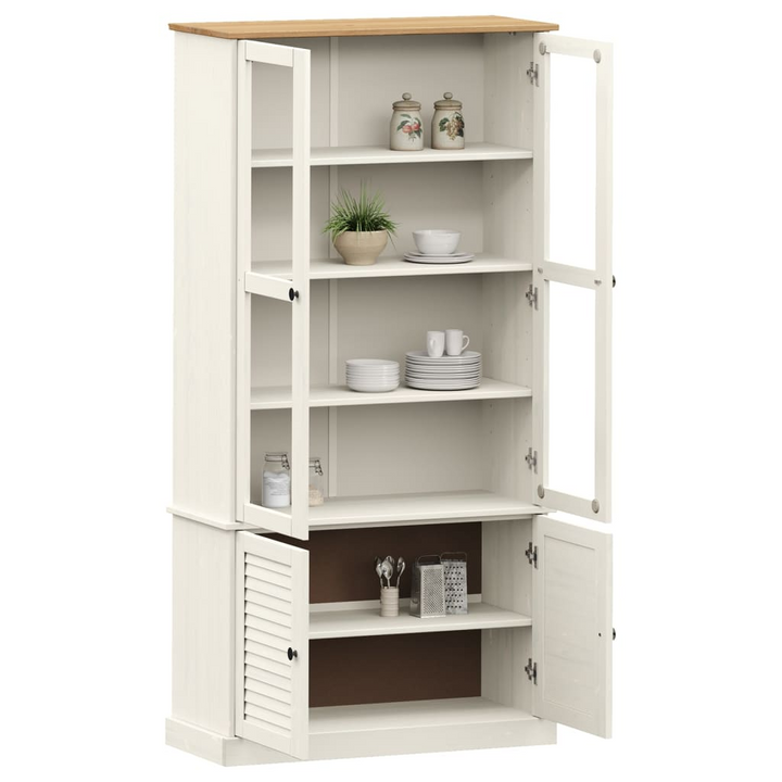 VIGO White Solid Pine Wood Glass Display Cabinet – Elegant Storage Solution 85x35x170 cm - Premium  from Home Treasures - Just £353.99! Shop now at Home Treasures