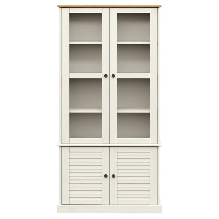 VIGO White Solid Pine Wood Glass Display Cabinet – Elegant Storage Solution 85x35x170 cm - Premium  from Home Treasures - Just £353.99! Shop now at Home Treasures