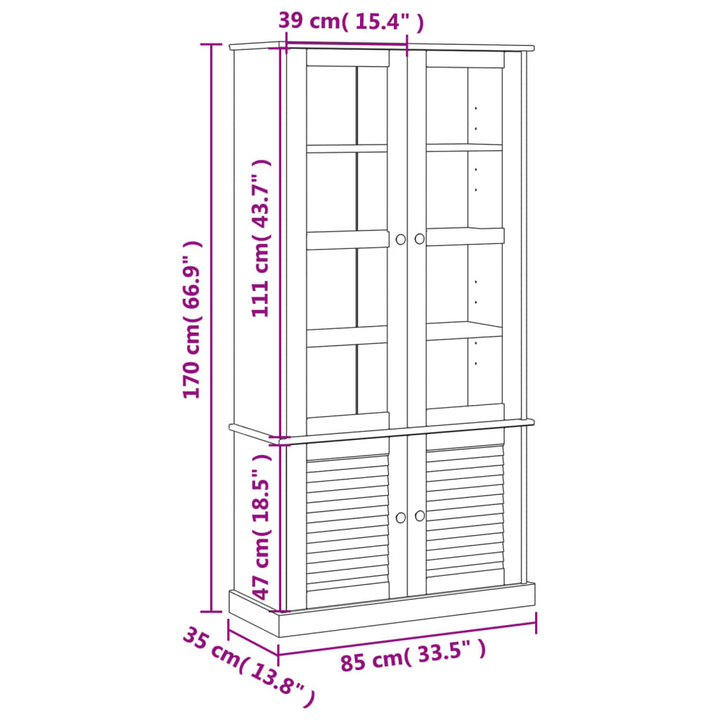 VIGO White Solid Pine Wood Glass Display Cabinet – Elegant Storage Solution 85x35x170 cm - Premium  from Home Treasures - Just £353.99! Shop now at Home Treasures