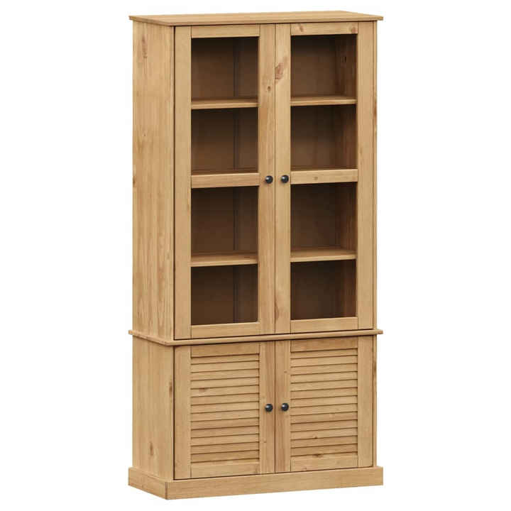 VIGO Solid Wood Pine Glass Display Cabinet with Ample Storage - 85x35x170 cm - Premium  from Home Treasures - Just £311.99! Shop now at Home Treasures