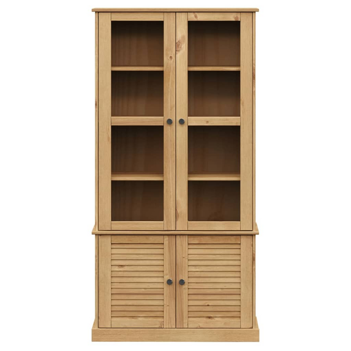 VIGO Solid Wood Pine Glass Display Cabinet with Ample Storage - 85x35x170 cm - Premium  from Home Treasures - Just £311.99! Shop now at Home Treasures