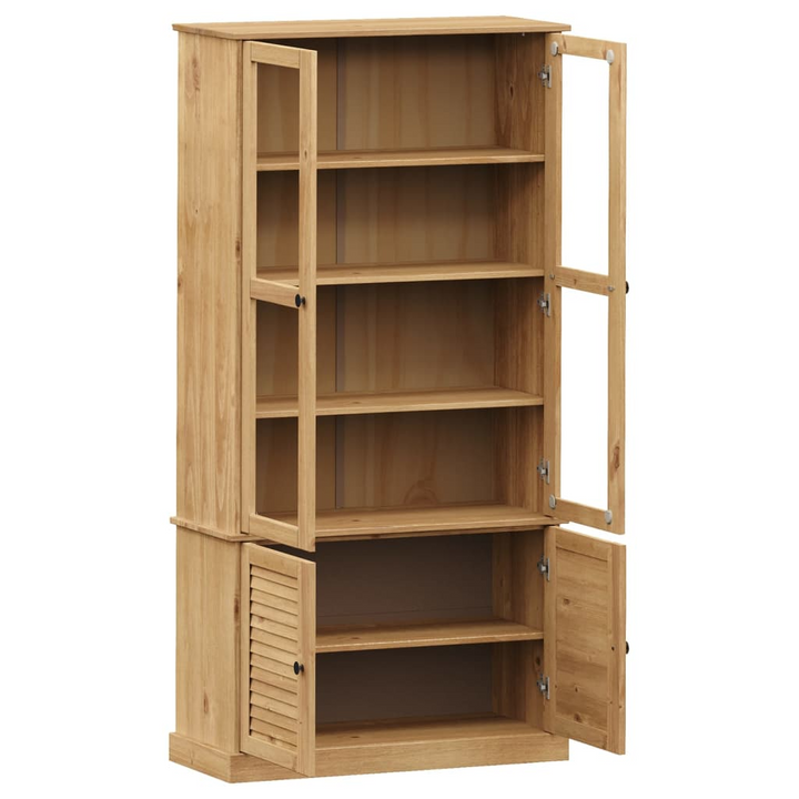 VIGO Solid Wood Pine Glass Display Cabinet with Ample Storage - 85x35x170 cm - Premium  from Home Treasures - Just £311.99! Shop now at Home Treasures