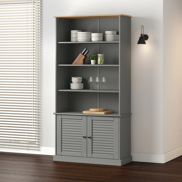 VIGO Grey Bookcase 85x35x170 cm | Solid Pine Wood | Rustic Charm & Ample Storage - Premium  from Home Treasures - Just £240.99! Shop now at Home Treasures