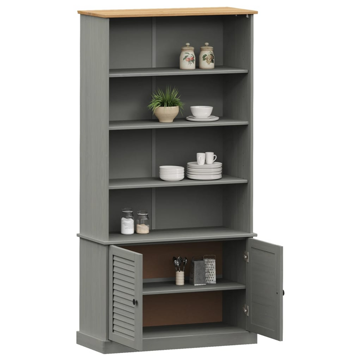 VIGO Grey Bookcase 85x35x170 cm | Solid Pine Wood | Rustic Charm & Ample Storage - Premium  from Home Treasures - Just £240.99! Shop now at Home Treasures