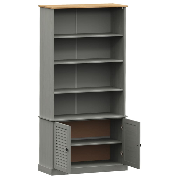 VIGO Grey Bookcase 85x35x170 cm | Solid Pine Wood | Rustic Charm & Ample Storage - Premium  from Home Treasures - Just £240.99! Shop now at Home Treasures