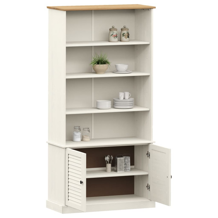 VIGO White Bookcase - 85x35x170 cm - Solid Pine, Rustic Charm & Ample Storage - Premium  from Home Treasures - Just £286.99! Shop now at Home Treasures