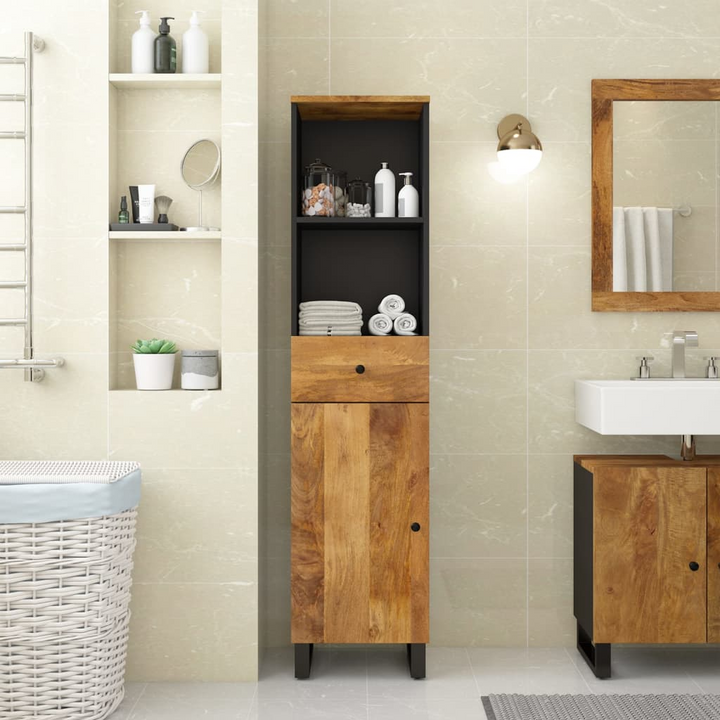 Solid Mango Wood Bathroom Cabinet - 38x33x160 cm | Rustic & Durable Storage Solution - Premium  from Home Treasures - Just £127.99! Shop now at Home Treasures