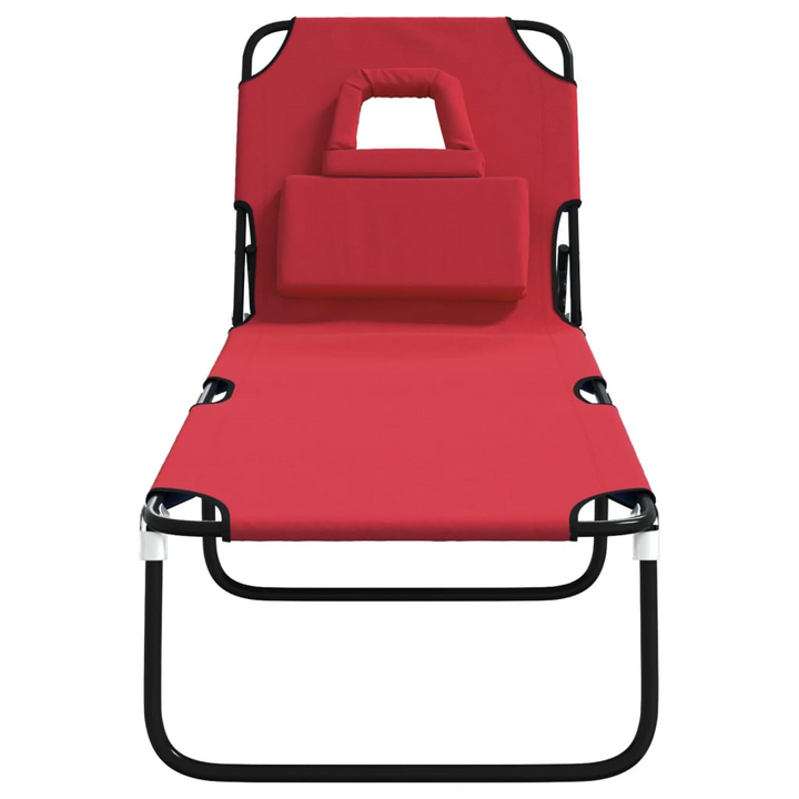 Folding Sun Lounger in Red - Adjustable Reclining Positions, Durable Oxford Fabric & Powder-Coated Steel Frame - Premium  from Home Treasures - Just £55.99! Shop now at Home Treasures