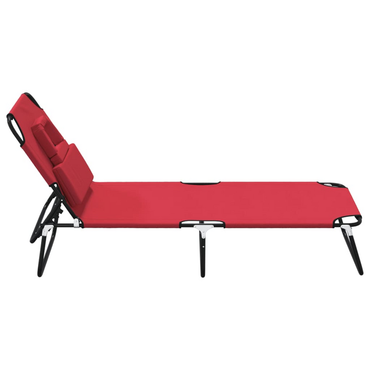 Folding Sun Lounger in Red - Adjustable Reclining Positions, Durable Oxford Fabric & Powder-Coated Steel Frame - Premium  from Home Treasures - Just £55.99! Shop now at Home Treasures