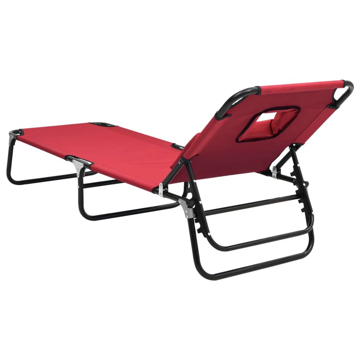 Folding Sun Lounger in Red - Adjustable Reclining Positions, Durable Oxford Fabric & Powder-Coated Steel Frame - Premium  from Home Treasures - Just £53.99! Shop now at Home Treasures