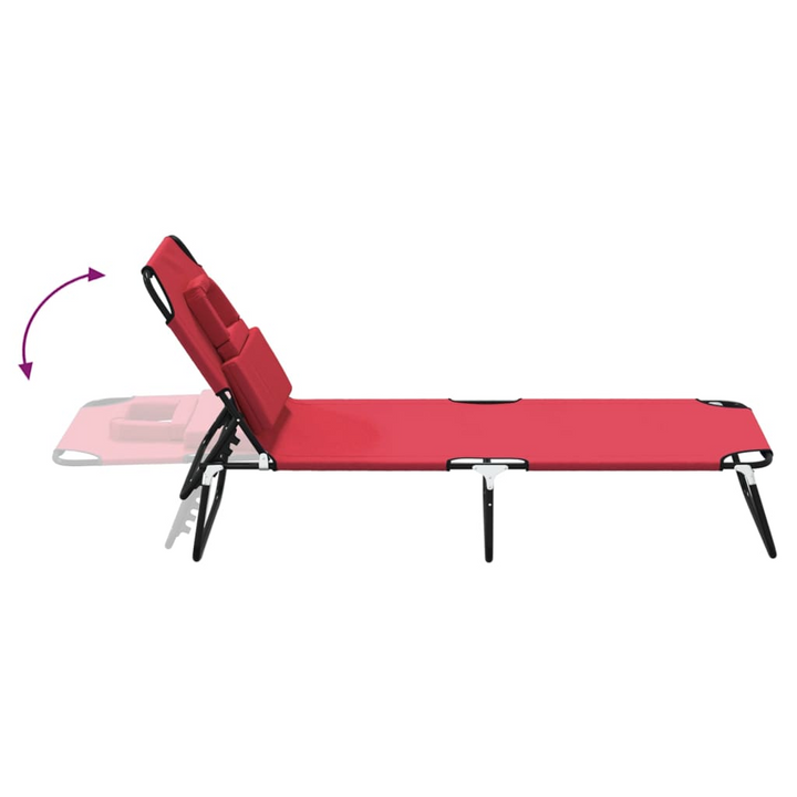 Folding Sun Lounger in Red - Adjustable Reclining Positions, Durable Oxford Fabric & Powder-Coated Steel Frame - Premium  from Home Treasures - Just £53.99! Shop now at Home Treasures