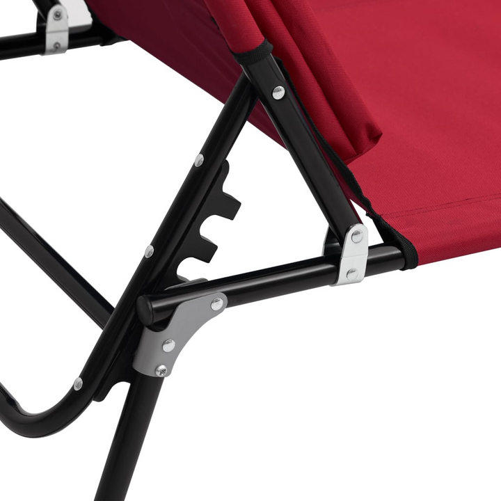 Folding Sun Lounger in Red - Adjustable Reclining Positions, Durable Oxford Fabric & Powder-Coated Steel Frame - Premium  from Home Treasures - Just £53.99! Shop now at Home Treasures