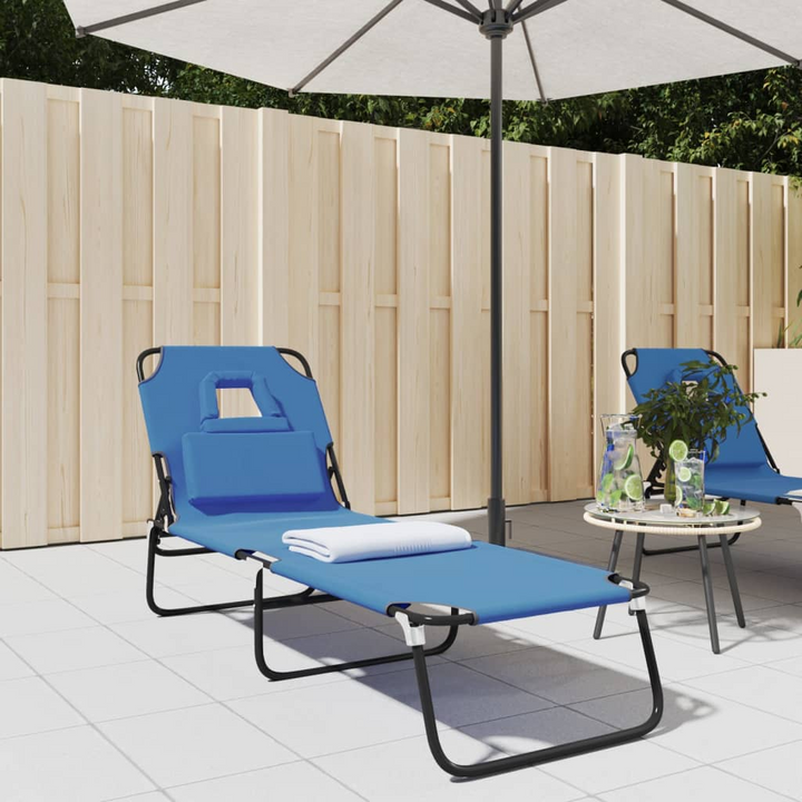 Folding Sun Lounger - Durable Blue Oxford Fabric & Sturdy Powder-Coated Steel Frame - Premium  from Home Treasures - Just £47.99! Shop now at Home Treasures