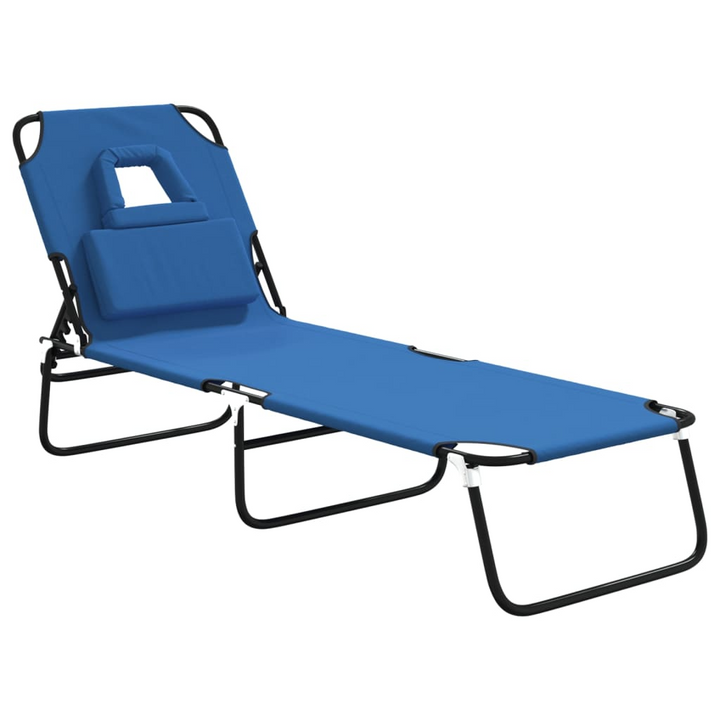 Folding Sun Lounger - Durable Blue Oxford Fabric & Sturdy Powder-Coated Steel Frame - Premium  from Home Treasures - Just £47.99! Shop now at Home Treasures