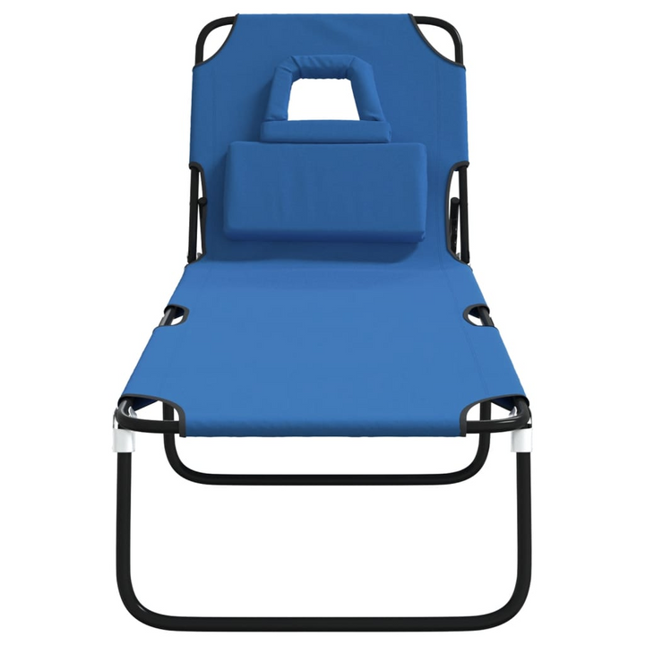 Folding Sun Lounger - Durable Blue Oxford Fabric & Sturdy Powder-Coated Steel Frame - Premium  from Home Treasures - Just £47.99! Shop now at Home Treasures