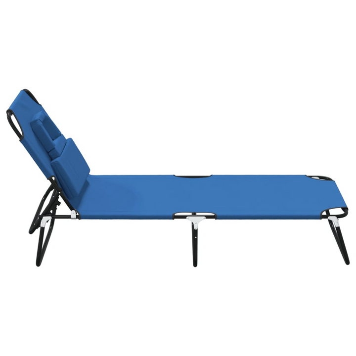 Folding Sun Lounger - Durable Blue Oxford Fabric & Sturdy Powder-Coated Steel Frame - Premium  from Home Treasures - Just £47.99! Shop now at Home Treasures