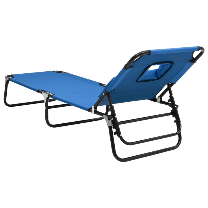 Folding Sun Lounger - Durable Blue Oxford Fabric & Sturdy Powder-Coated Steel Frame - Premium  from Home Treasures - Just £47.99! Shop now at Home Treasures