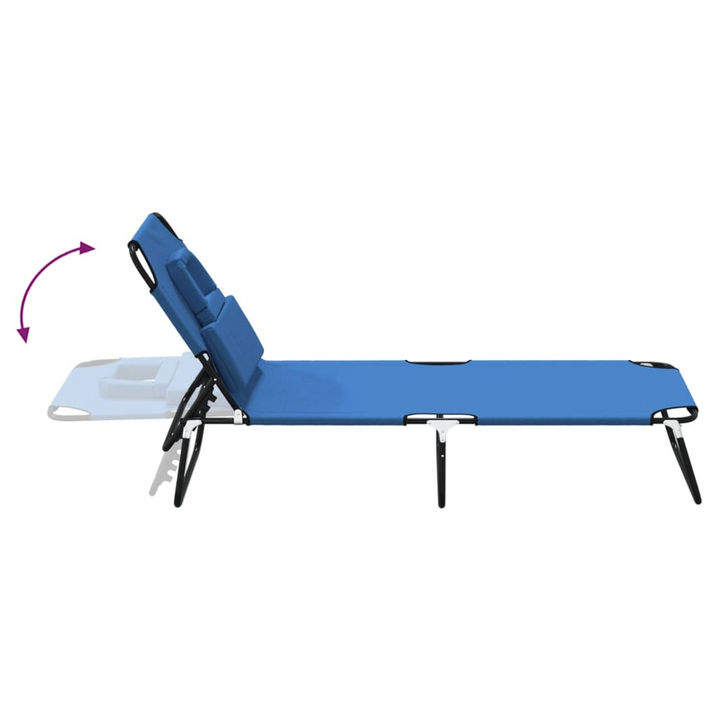 Folding Sun Lounger - Durable Blue Oxford Fabric & Sturdy Powder-Coated Steel Frame - Premium  from Home Treasures - Just £47.99! Shop now at Home Treasures