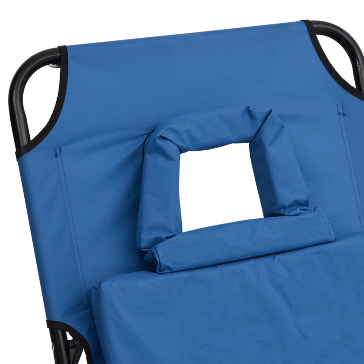 Folding Sun Lounger - Durable Blue Oxford Fabric & Sturdy Powder-Coated Steel Frame - Premium  from Home Treasures - Just £47.99! Shop now at Home Treasures